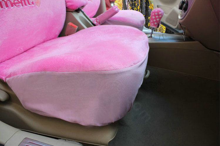 Universal Velvet Pretty Girls Polka Dots print Auto Seat Cover 18pcs Sets - Pink