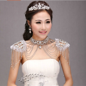 Best Luxury Lace Crystal Zircon Wedding Bridal Shoulder Chain Strap Shawl Necklace jewelry