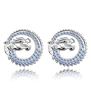 Classic Blue Swarovskii Crystal Zodiac Dragon Stud Earring for Woman Fashion Jewelry