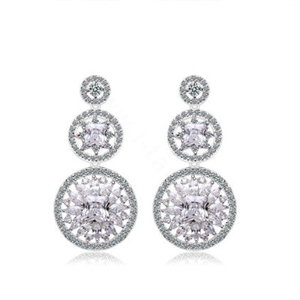 Hotsale White Gold Plated AAA Zircon Rhinestone Drop Stud Earrings Fashion for Women Banquet