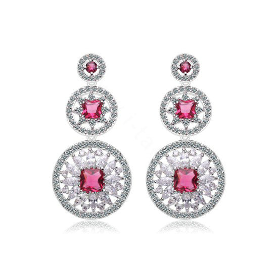 Hotsale White Gold Plated AAA Zircon Rose Rhinestone Drop Stud Earrings Fashion for Women Banquet