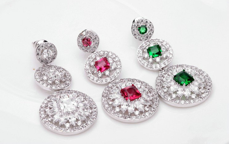Hotsale White Gold Plated AAA Zircon Rose Rhinestone Drop Stud Earrings Fashion for Women Banquet