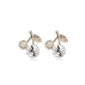 Top Quality White Swarovskii Crystal AAA Zircon Cherry Stud Earring Female Fashion Jewelry