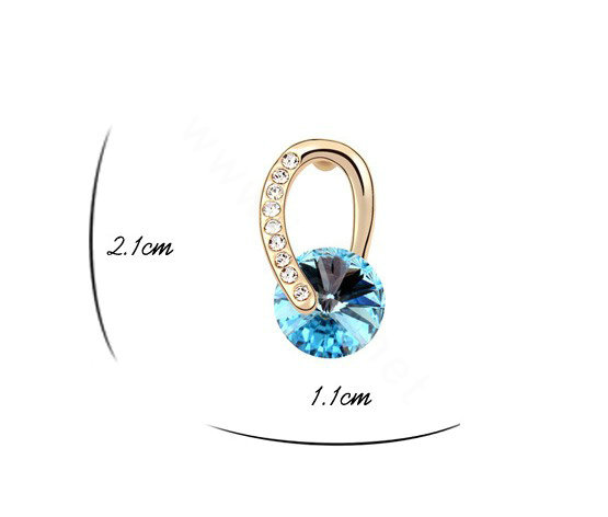 Unique Swarovskii Crystal Blue Rhinestone Dangle Stud Earring for Woman Fashion Jewelry