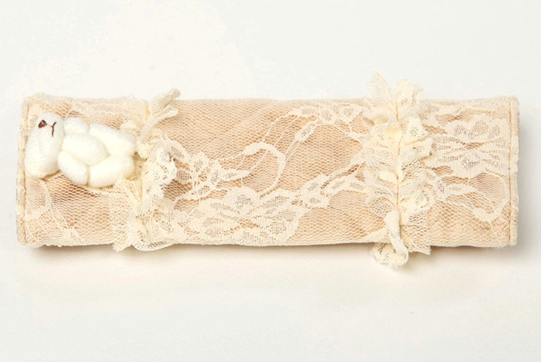 Bear Bud Silk Velvet Automotive Seat Safety Belt Covers Car Decoration 2pcs - Beige