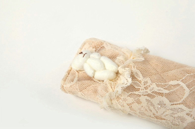 Bear Bud Silk Velvet Automotive Seat Safety Belt Covers Car Decoration 2pcs - Beige