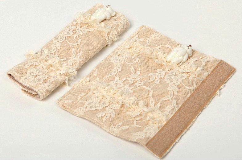 Bear Bud Silk Velvet Automotive Seat Safety Belt Covers Car Decoration 2pcs - Beige