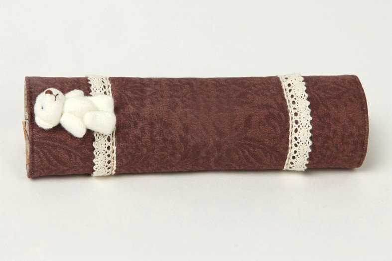 Bear Bud Silk Velvet Automotive Seat Safety Belt Covers Car Decoration 2pcs - Brown