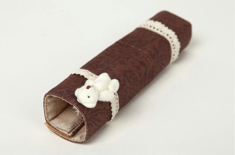 Bear Bud Silk Velvet Automotive Seat Safety Belt Covers Car Decoration 2pcs - Brown