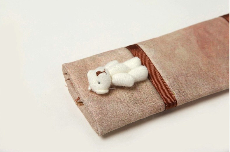 Bear Bud Silk Velvet Automotive Seat Safety Belt Covers Car Decoration 2pcs - Coffee