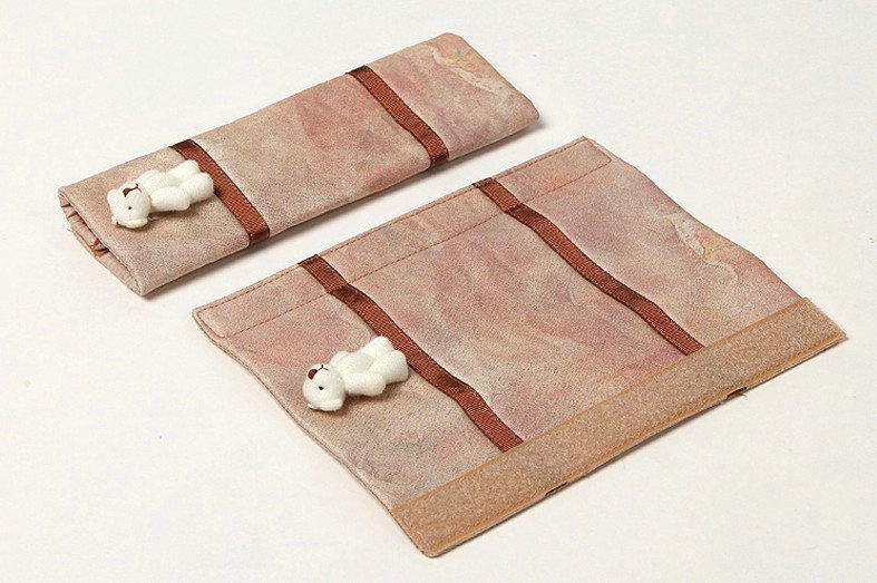 Bear Bud Silk Velvet Automotive Seat Safety Belt Covers Car Decoration 2pcs - Coffee