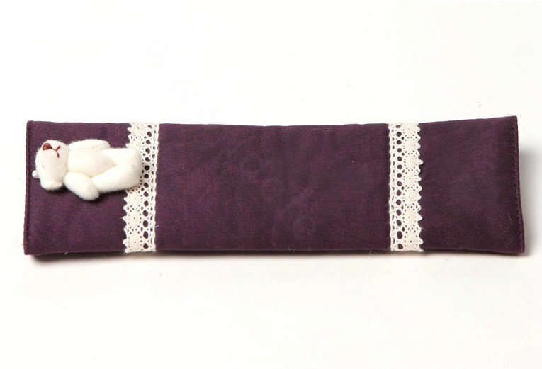 Bear Bud Silk Velvet Automotive Seat Safety Belt Covers Car Decoration 2pcs - Purple