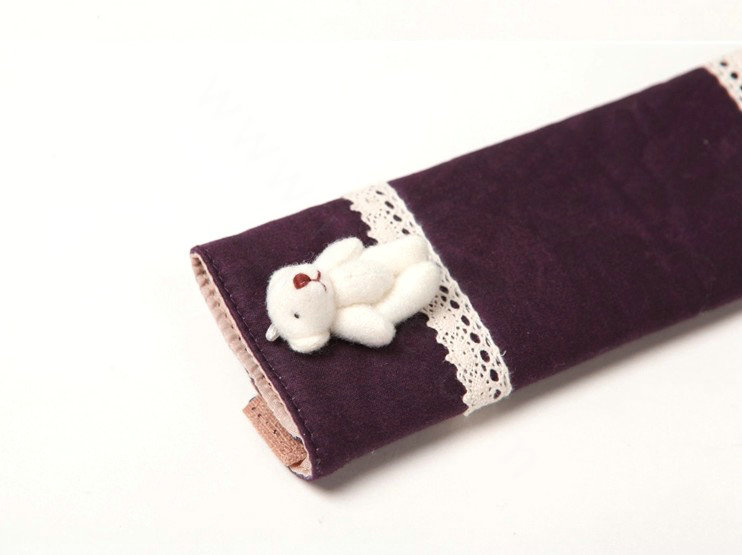 Bear Bud Silk Velvet Automotive Seat Safety Belt Covers Car Decoration 2pcs - Purple