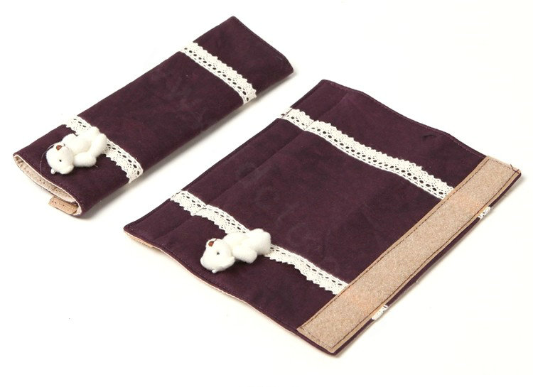 Bear Bud Silk Velvet Automotive Seat Safety Belt Covers Car Decoration 2pcs - Purple