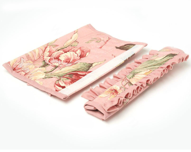Best Cloth Cotton Floral Print Automotive Seat Safety Belt Covers Car Decoration 2pcs - Pink