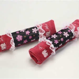 Best Flower Bud Silk Velvet Automotive Seat Safety Belt Covers Car Decoration 2pcs - Rose