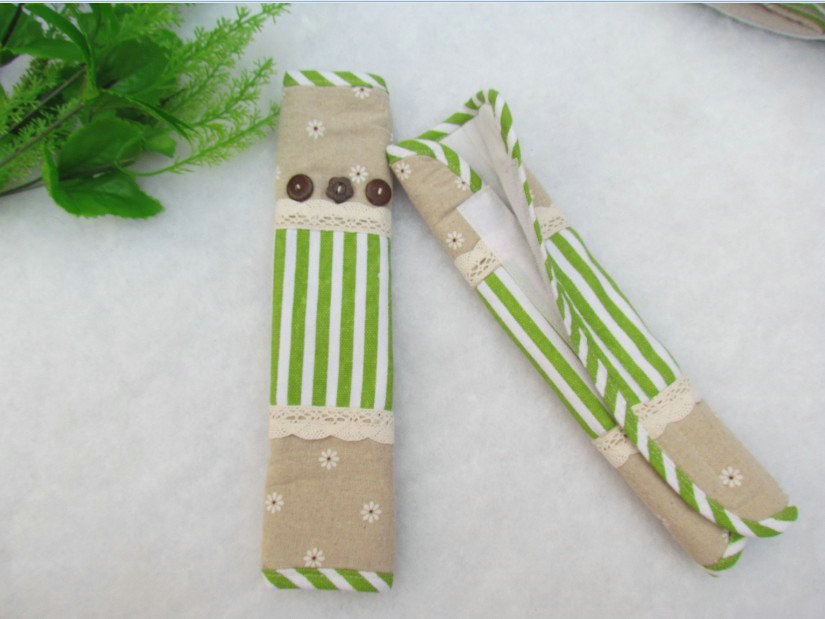 Best Lace Cloth Cotton Floral Print Automotive Seat Safety Belt Covers Car Decoration 2pcs - Green