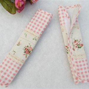 Best Lace Cloth Cotton Floral Print Automotive Seat Safety Belt Covers Car Decoration 2pcs - Pink