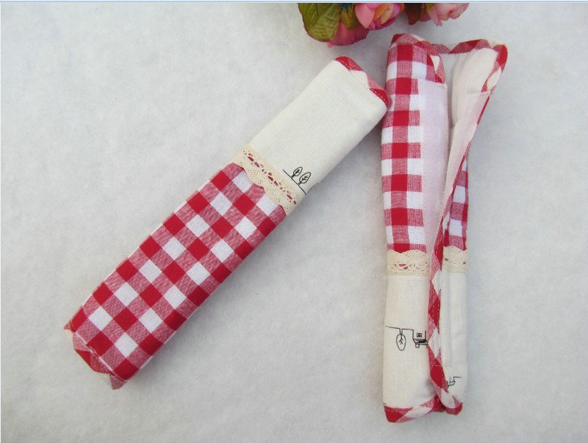 Best Lace Cloth Cotton Floral Print Automotive Seat Safety Belt Covers Car Decoration 2pcs - Rose