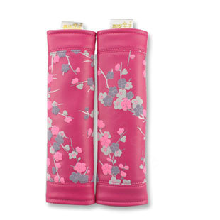 Best Plum Flower Genuine Leather Automobile Seat Safety Belt Covers Car Decoration 2pcs - Rose