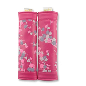Best Plum Flower Genuine Leather Automobile Seat Safety Belt Covers Car Decoration 2pcs - Rose