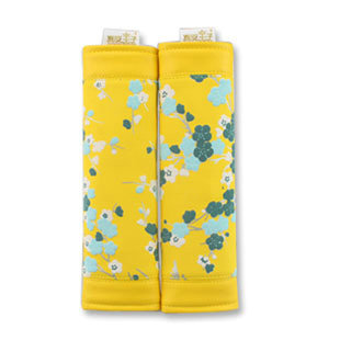 Best Plum Flower Genuine Leather Automobile Seat Safety Belt Covers Car Decoration 2pcs - Yellow