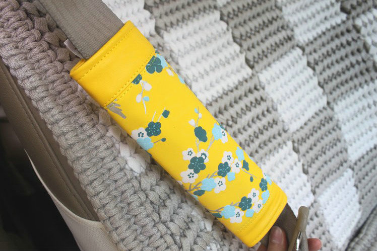 Best Plum Flower Genuine Leather Automobile Seat Safety Belt Covers Car Decoration 2pcs - Yellow