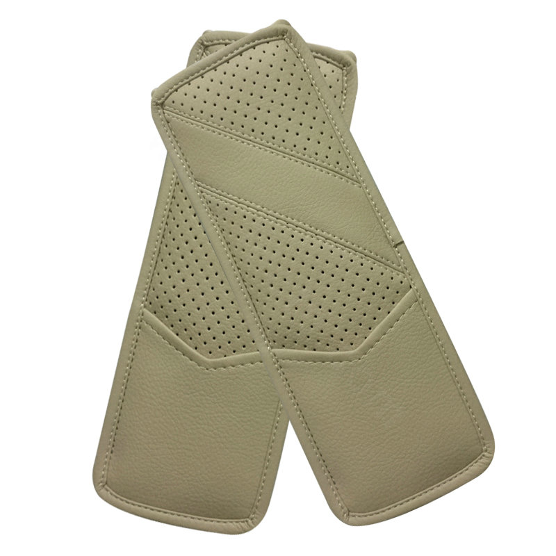 Best Real Leather Automobile Seat Safety Belt Covers Car Decoration 2pcs - Beige
