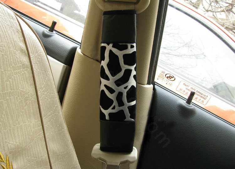 Cheapest Leopard Print PU Leather Automobile Seat Safety Belt Covers Car Decoration 2pcs - White