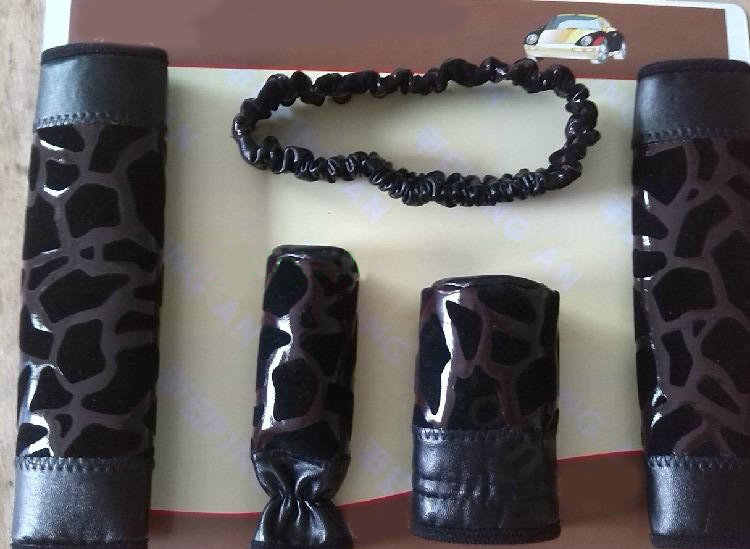 Cheapest Leopard Print PU Leather Automotive Interior Car Decoration 5pcs Sets - Black