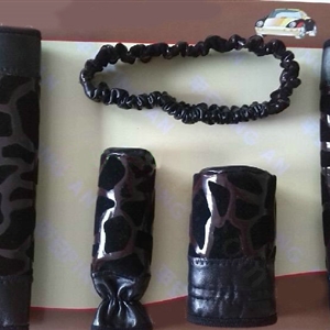 Cheapest Leopard Print PU Leather Automotive Interior Car Decoration 5pcs Sets - Black