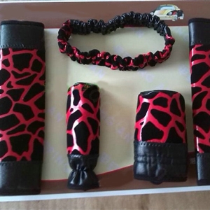 Cheapest Leopard Print PU Leather Automotive Interior Car Decoration 5pcs Sets - Red