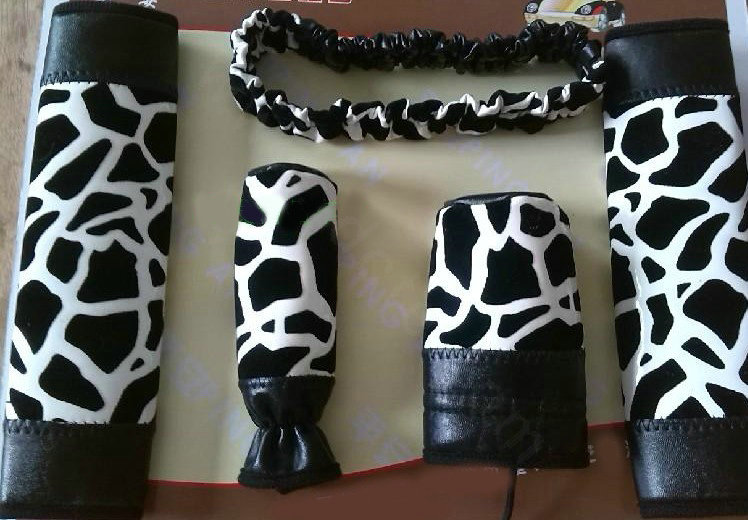 Cheapest Leopard Print PU Leather Automotive Interior Car Decoration 5pcs Sets - White