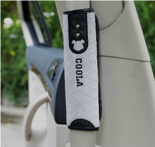 Classic Cartoon Coola Bear Synthetic Fiber Automotive Seat Safety Belt Covers Car Decoration 2pcs - Grey