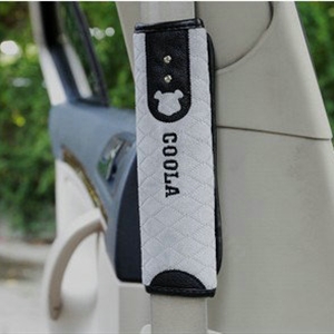 Classic Cartoon Coola Bear Synthetic Fiber Automotive Seat Safety Belt Covers Car Decoration 2pcs - Grey