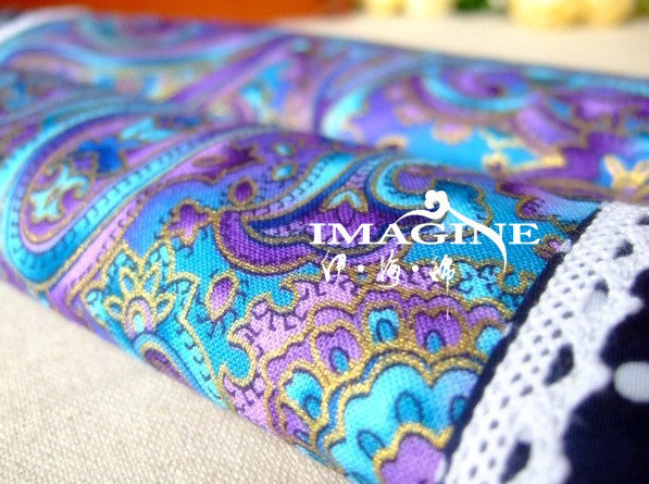 Classic Cloth Cotton Floral Print Lace Auto Seat Safety Belt Covers Car Decoration 2pcs - Blue