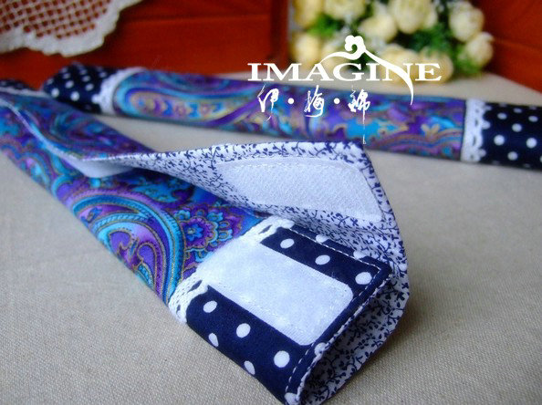 Classic Cloth Cotton Floral Print Lace Auto Seat Safety Belt Covers Car Decoration 2pcs - Blue