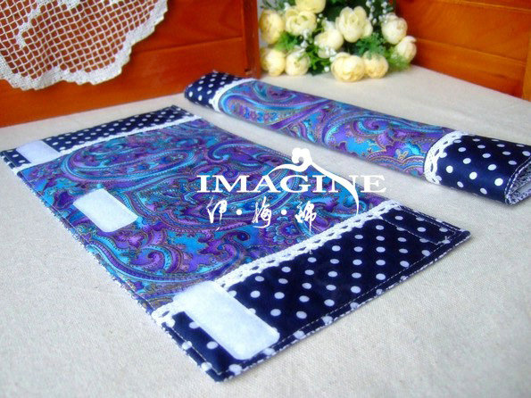 Classic Cloth Cotton Floral Print Lace Auto Seat Safety Belt Covers Car Decoration 2pcs - Blue
