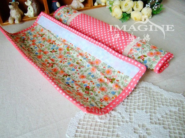 Classic Cloth Cotton Floral Print Lace Auto Seat Safety Belt Covers Car Decoration 2pcs - Pink