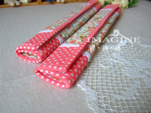 Classic Cloth Cotton Floral Print Lace Auto Seat Safety Belt Covers Car Decoration 2pcs - Pink