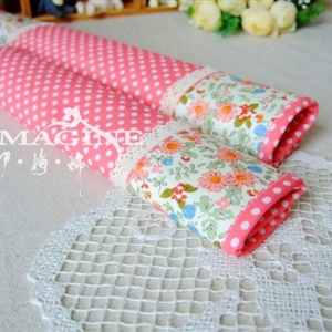 Classic Cloth Cotton Floral Print Lace Auto Seat Safety Belt Covers Car Decoration 2pcs - Pink