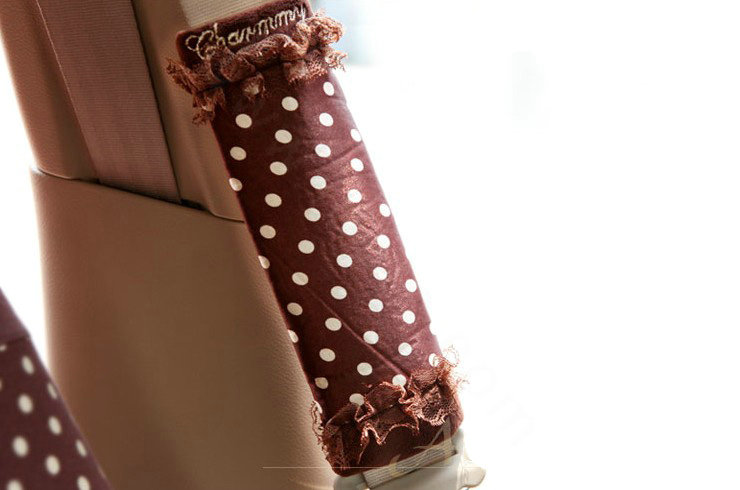 Classic Lace Polka Dot Synthetic Fiber Automotive Seat Safety Belt Covers Car Decoration 2pcs - Brown