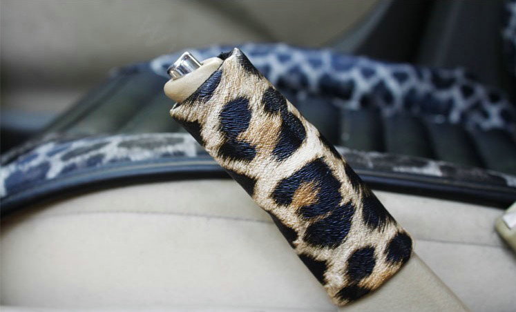 Classic Leopard Print PU Leather Automotive Interior Car Decoration 5pcs Sets - Brown