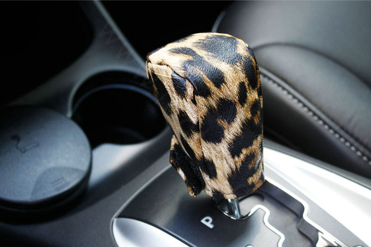 Classic Leopard Print PU Leather Automotive Interior Car Decoration 5pcs Sets - Brown
