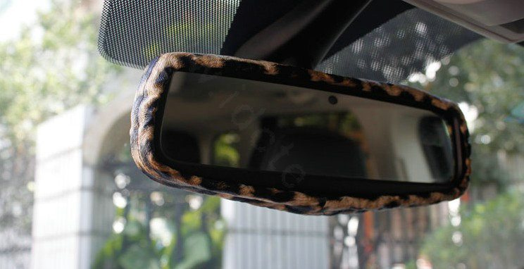 Classic Leopard Print PU Leather Automotive Interior Car Decoration 5pcs Sets - Brown