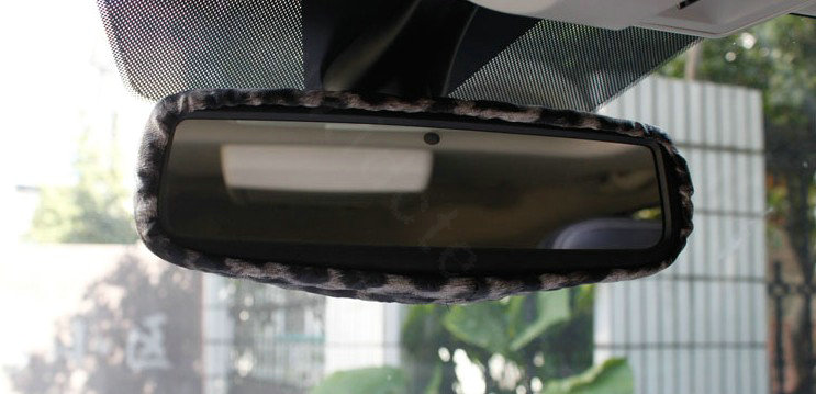 Classic Leopard Print PU Leather Automotive Interior Car Decoration 5pcs Sets - Grey