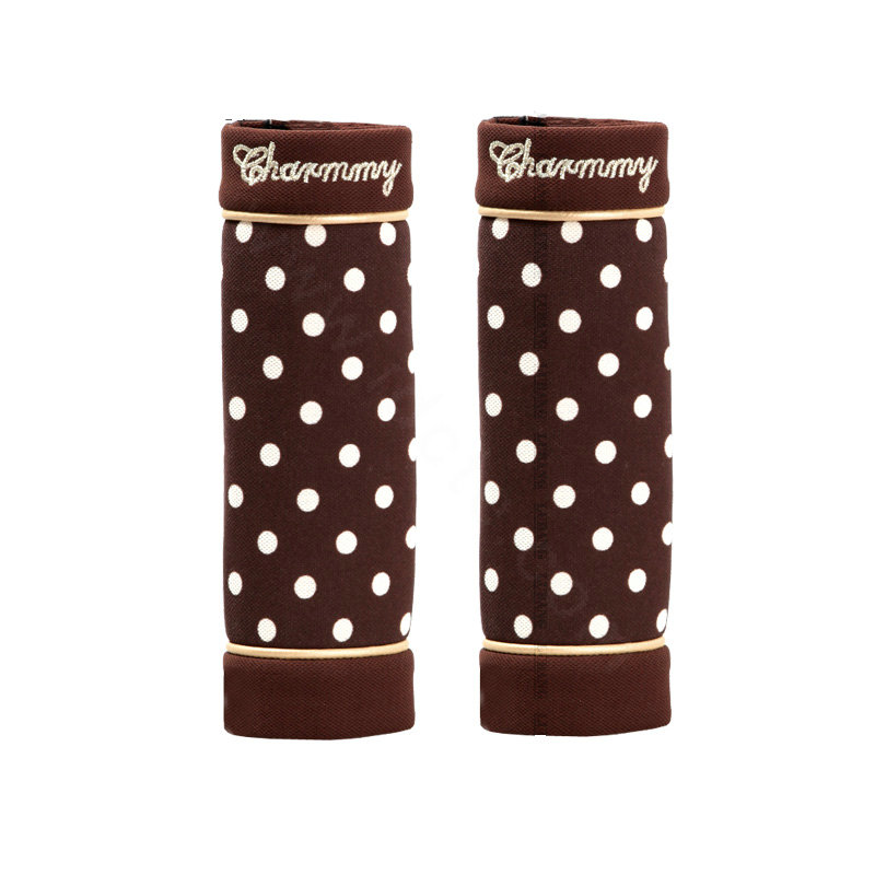 Classic Polka Dot Synthetic Fiber Automotive Seat Safety Belt Covers Car Decoration 2pcs - Brown