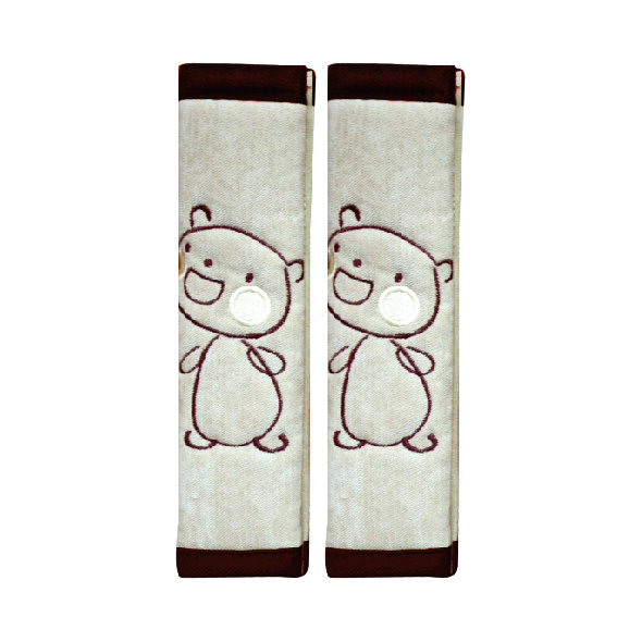 Cute Cartoon Bear Velvet Automotive Seat Safety Belt Covers Car Decoration 2pcs - Beige
