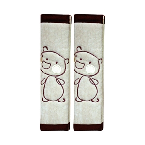 Cute Cartoon Bear Velvet Automotive Seat Safety Belt Covers Car Decoration 2pcs - Beige