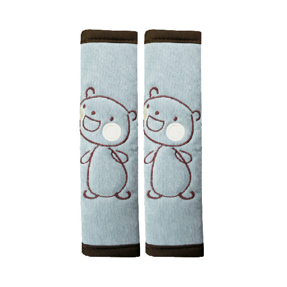 Cute Cartoon Bear Velvet Automotive Seat Safety Belt Covers Car Decoration 2pcs - Grey
